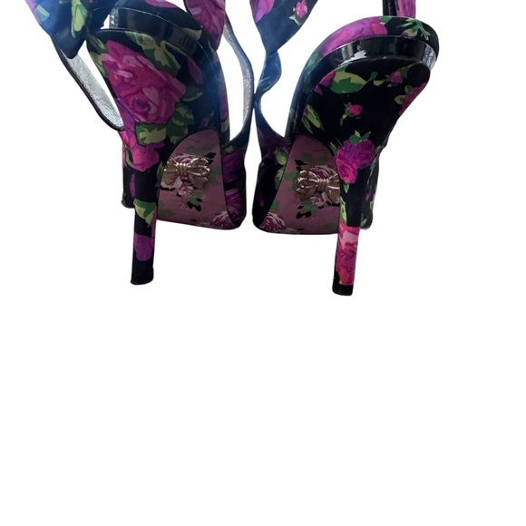 Betsey Johnson Black and Pink Floral Heels - Picture 5 of 5